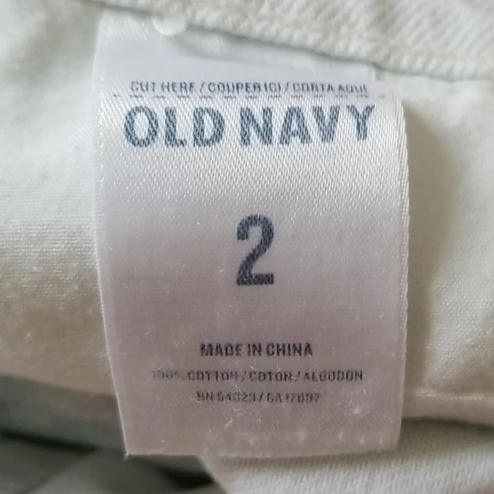 0ld Navy Diva 3 cut-off Blue Palm jeans shorts